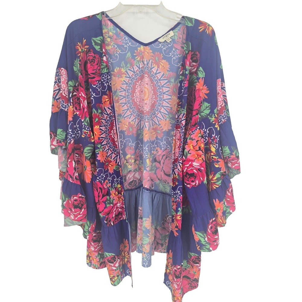 Umgee Size Small Medium Boho Kimono Cardigan Purple Floral